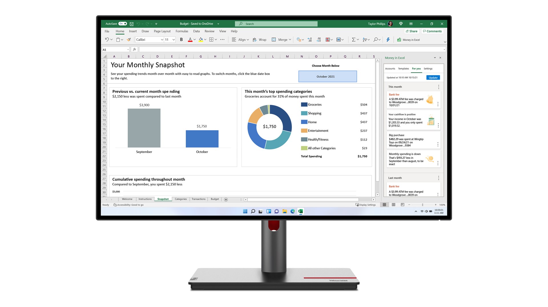 Monitor Lenovo ThinkVision P27h-30, 27", QHD, IPS, i zi