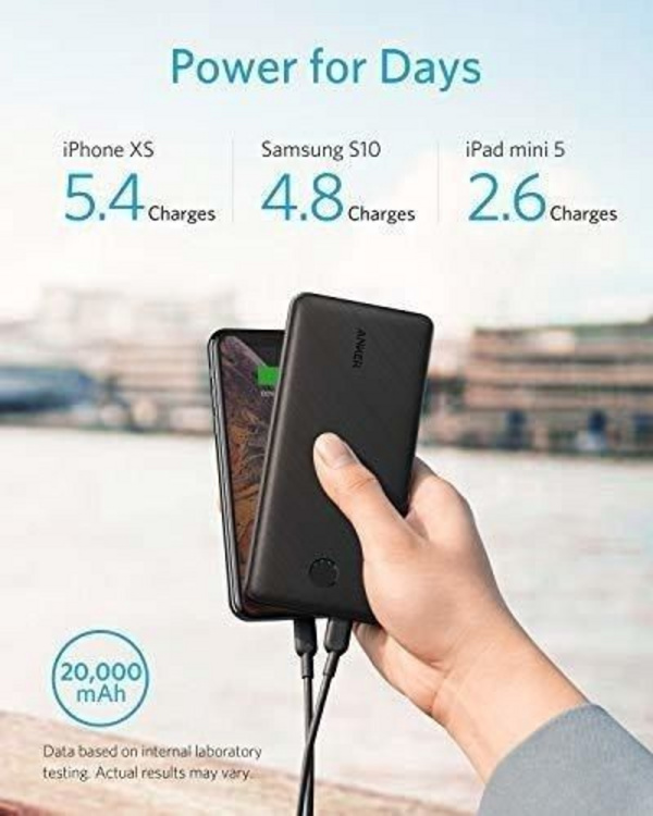 Powerbank Anker Essential, 20000mAh, Power Delivery 18W, i zi