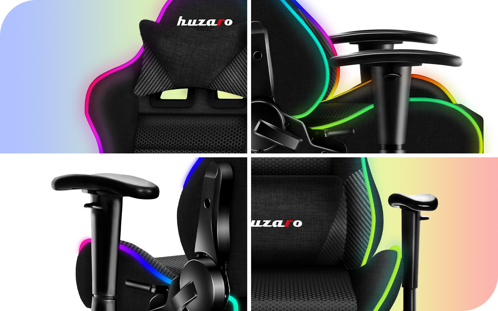 Karrige lojërash për fëmijë Huzaro Ranger 6.0 RGB, 130kg, e zezë