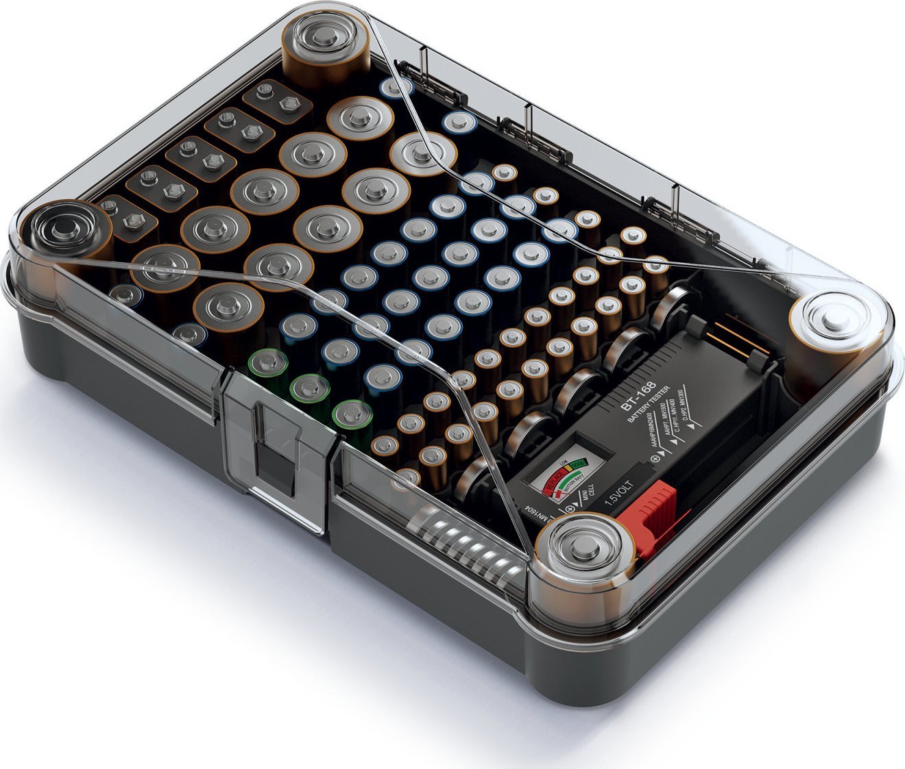 Kuti organizuese baterish BATTERY BOX, me tester, 29.5x19.5x7 cm, plastike
