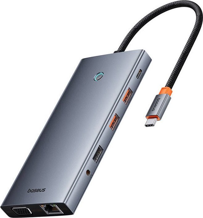 Hub USB C Baseus Portaljoy 13 in 1, HDMI DP VGA, RJ45 PD, gri