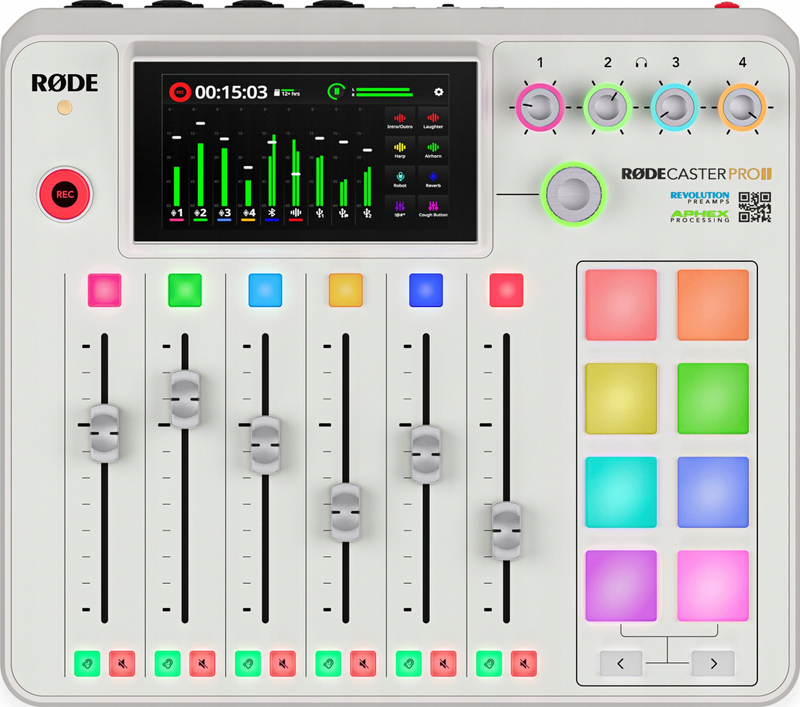 Mikser audio RODE RODECaster Pro II, studio kompakte podcast, i bardhë