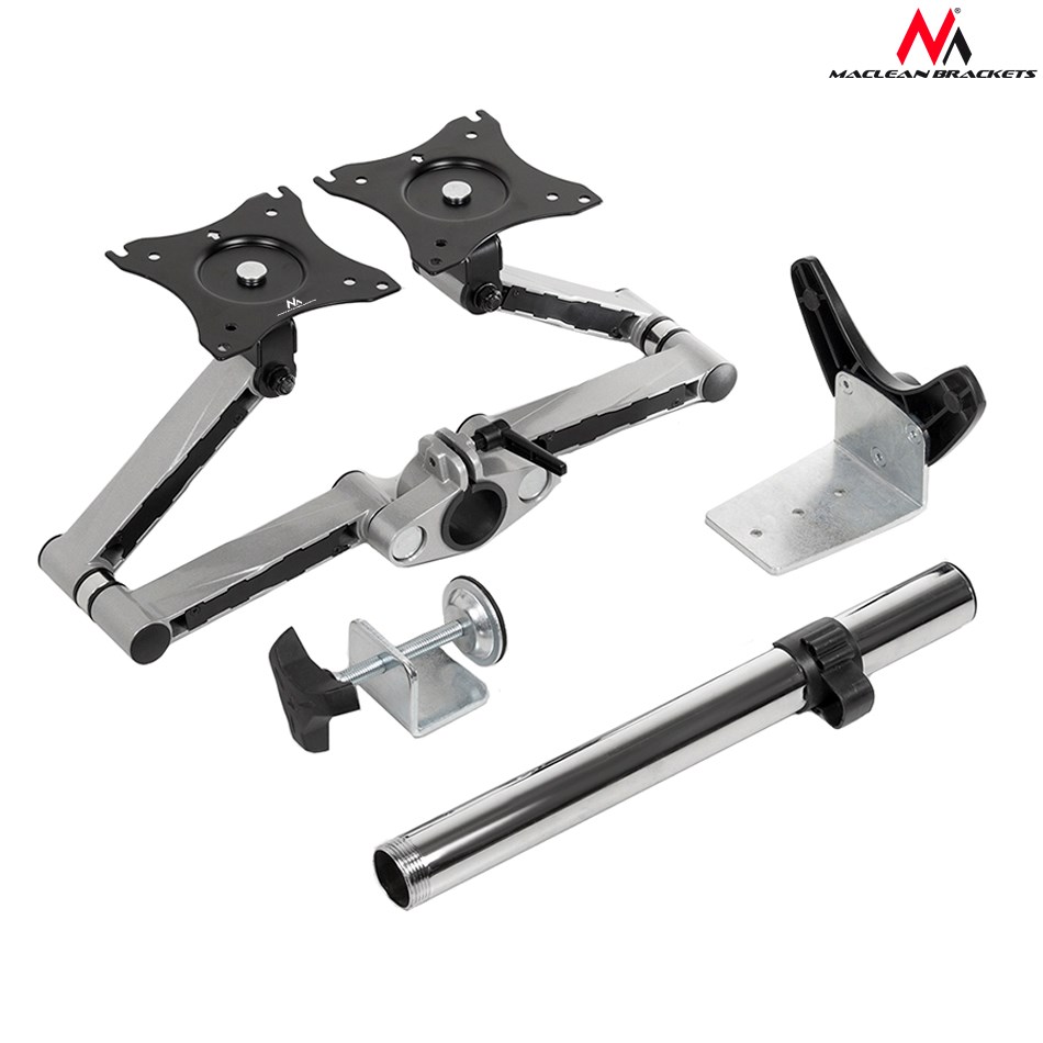 Mbajtëse tavoline për dy monitorë Maclean MC-714, 13-27", 8kg, e zezë