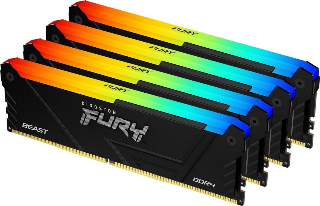 Memorie Kingston Fury Beast RGB, DDR4, 128 GB, 3200 MHz, CL16, KF432C16BB2AK4/128