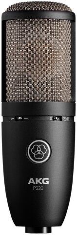Mikrofon kondensator AKG P220, diafragmë e madhe, kardioid, i zi