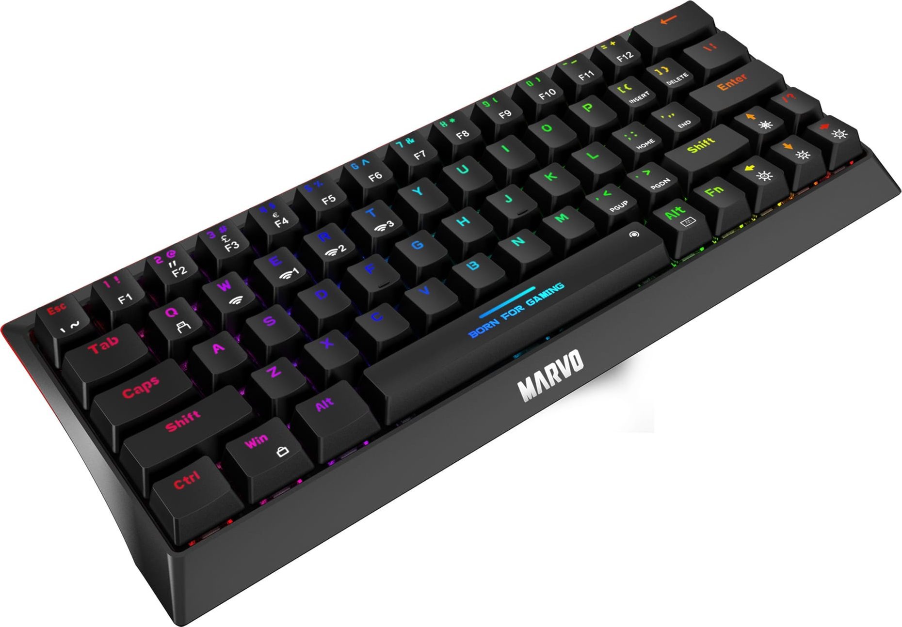 Tastierë gaming Marvo HECATE 61WR, tri-mode, mekanike me ndriçim rainbow, e zezë