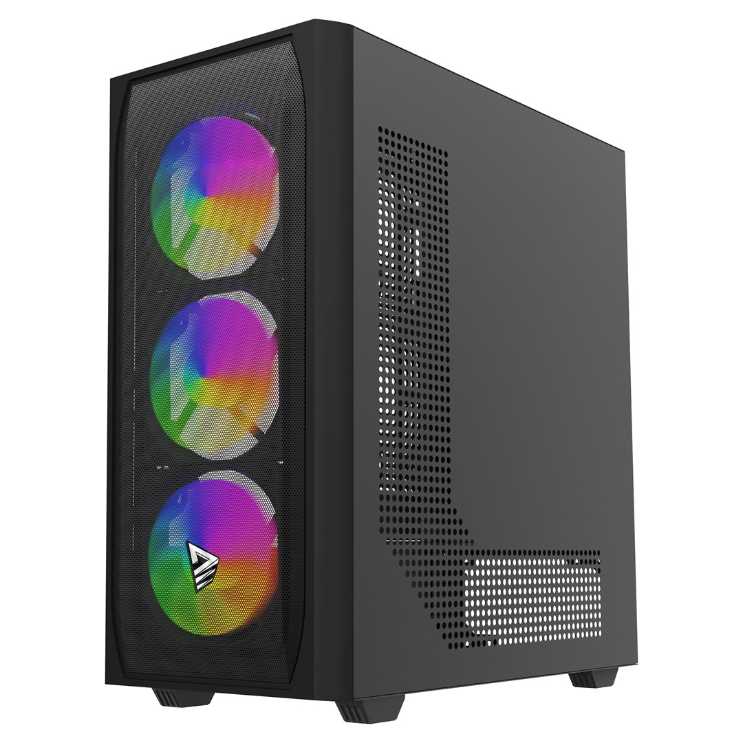 Kuti kompjuteri Savio Noctis Flow X1 RGB, ATX, 4 ventilatorë RGB, e zezë
