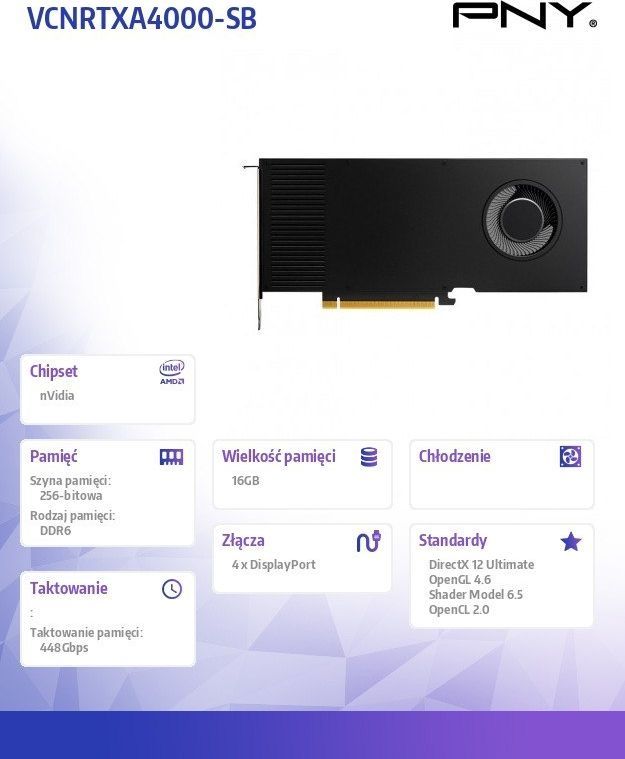 Kartelë grafike PNY Quadro RTX A4000 16GB GDDR6