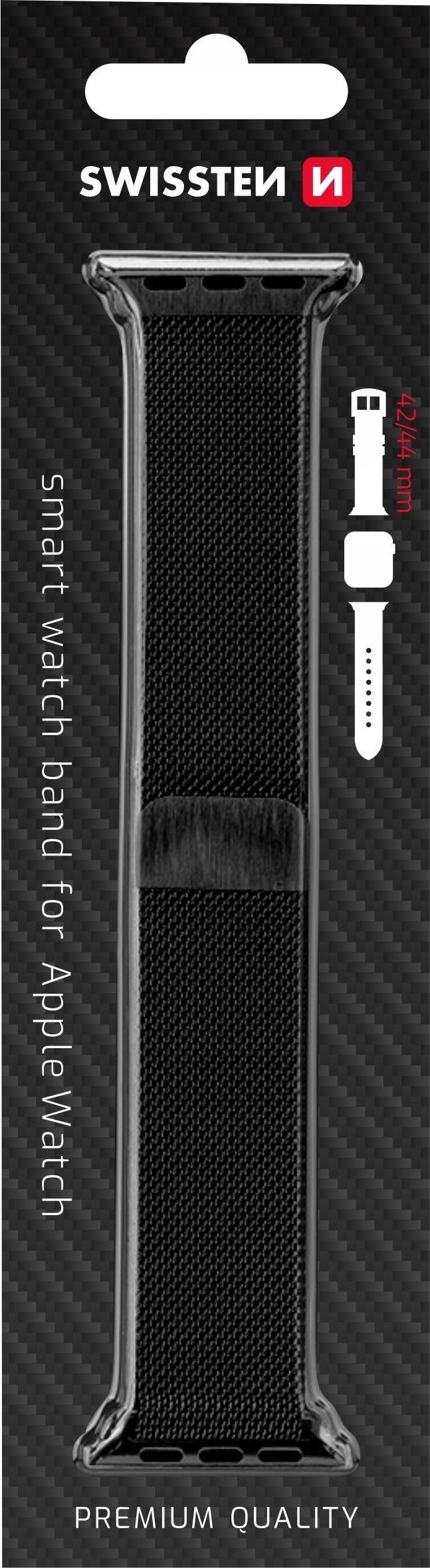 Rrip ore Swissten Mesh për Apple Watch, 38-40mm, metalik, i zi