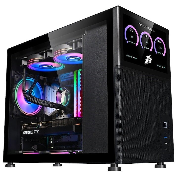 Kasa gaming 1stPLAYER Mi6 EV Emotion View, Mid Tower, ARGB, e zezë