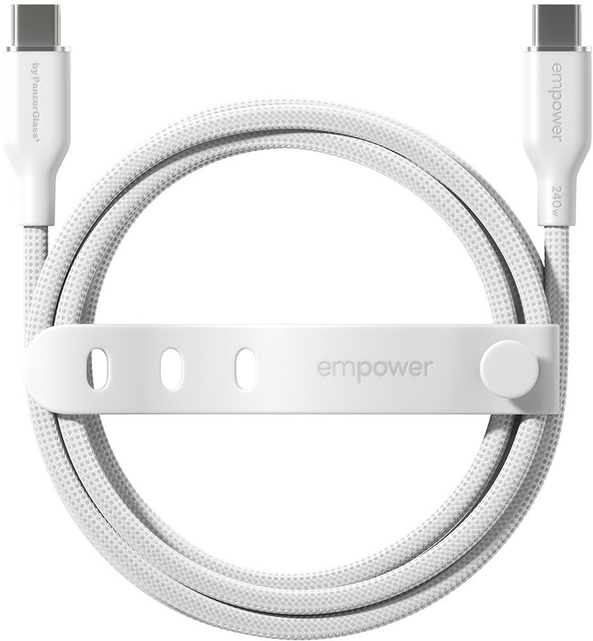 Kabllo USB C PanzerGlass Empower by Racing, 240W, 1.2m, argjendtë e bardhë