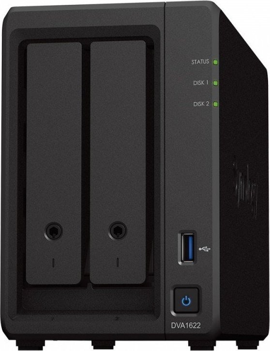 Recorder NVR Synology DVA1622, analizë video me AI, dalje HDMI, i zi
