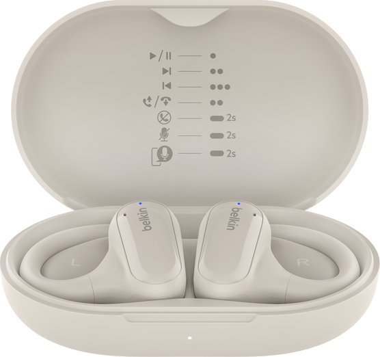 Kufje Belkin SoundForm ClearFit TWS, ear hook, Bluetooth, ngjyrë rërë