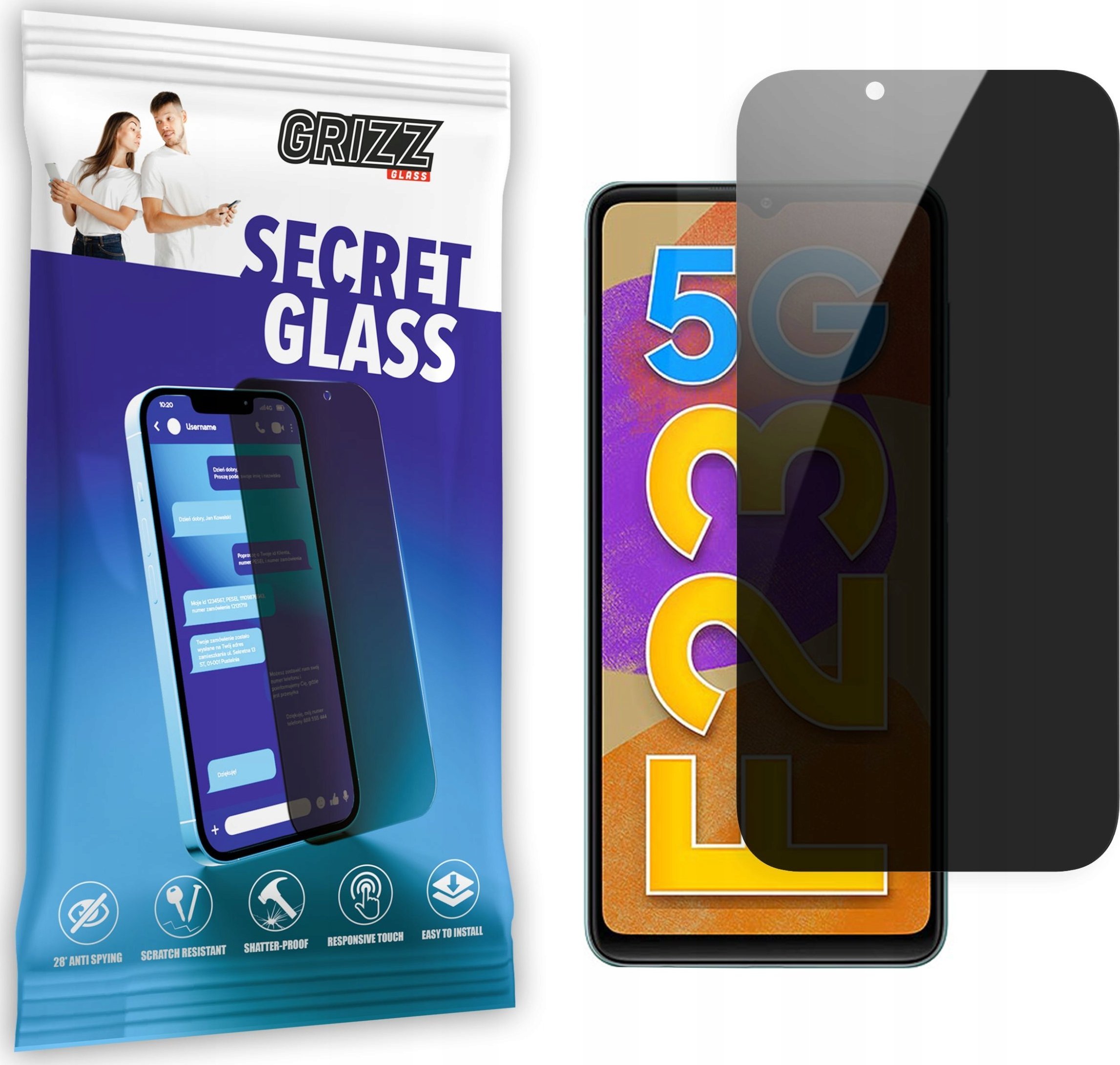 Xham mbrojtës privatësie Grizz SecretGlass për Samsung Galaxy F23, 9H, i tejdukshëm