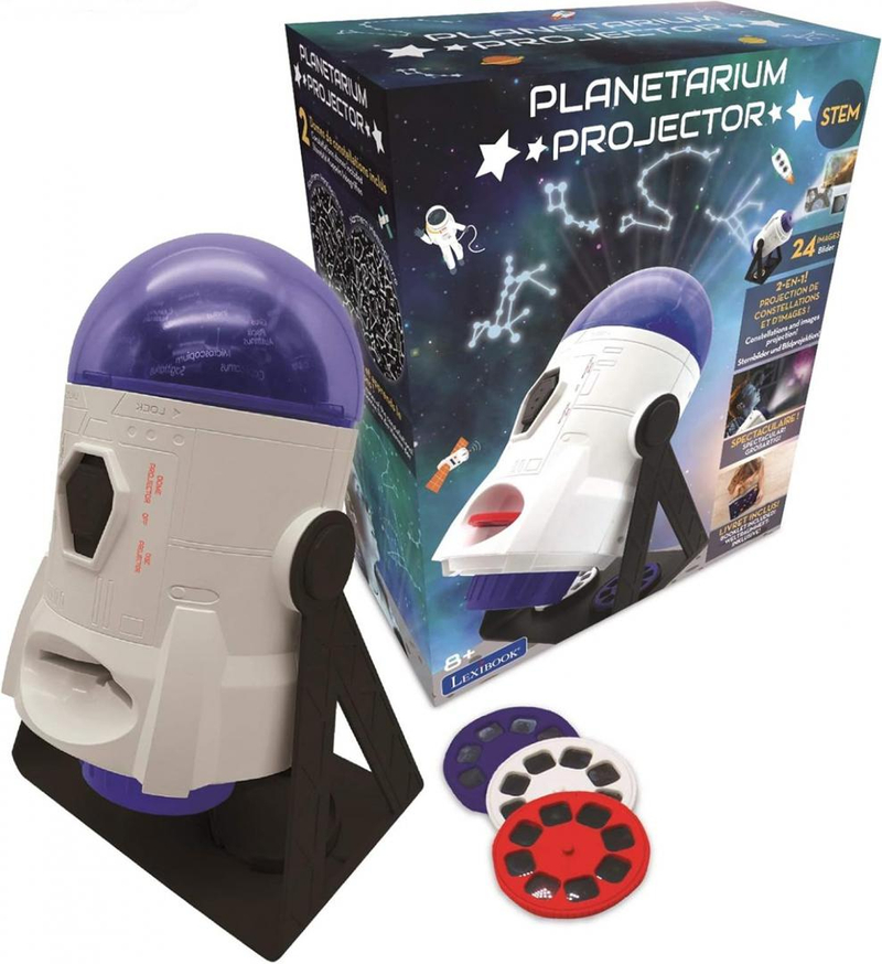 Projektor edukativ për fëmijë Lexibook Planetarium 360°, 24 projeksione, rrotullim 360°, i bardhë