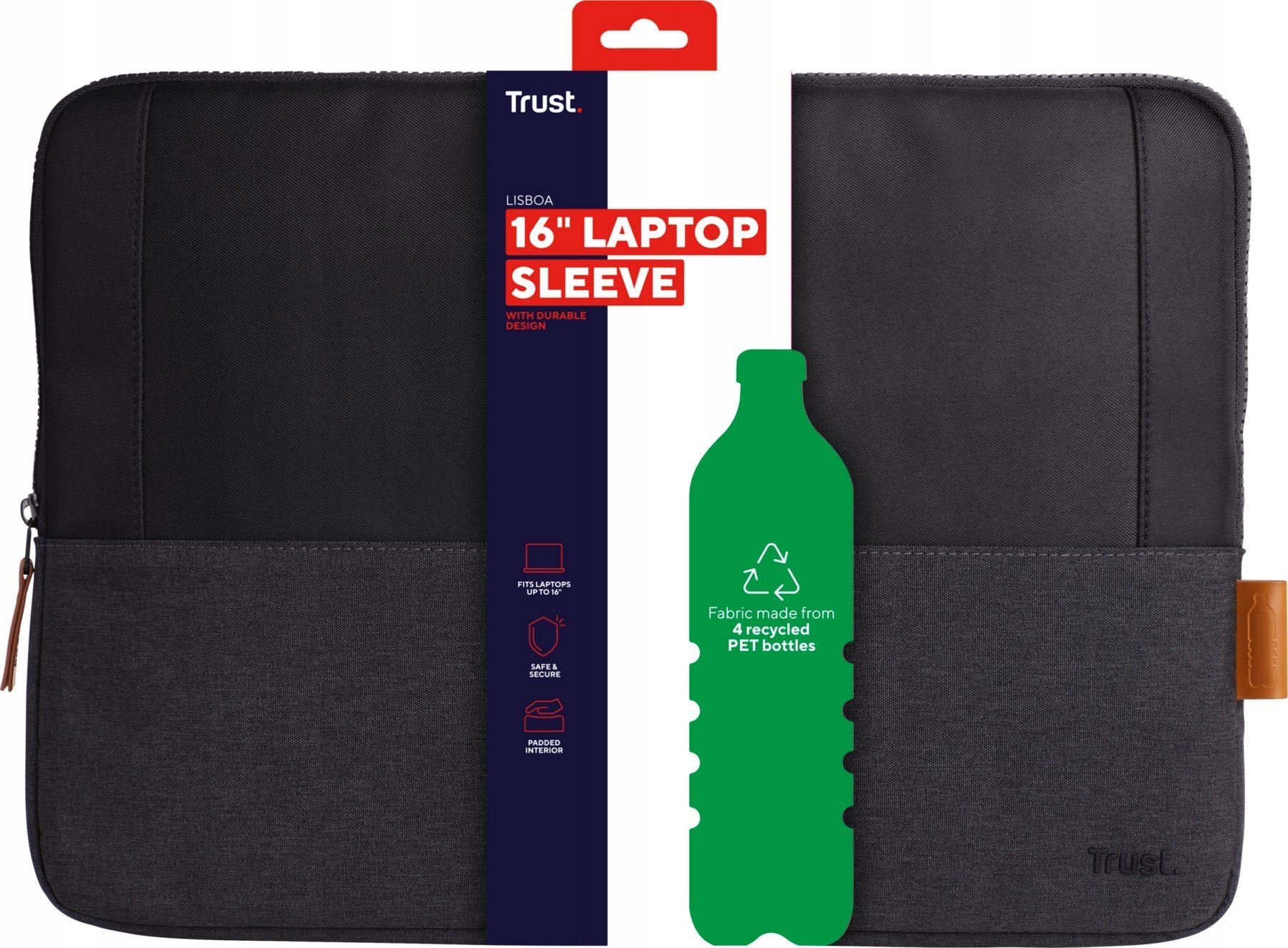 Mbështjellëse laptopi Trust Lisboa, 16", e zezë