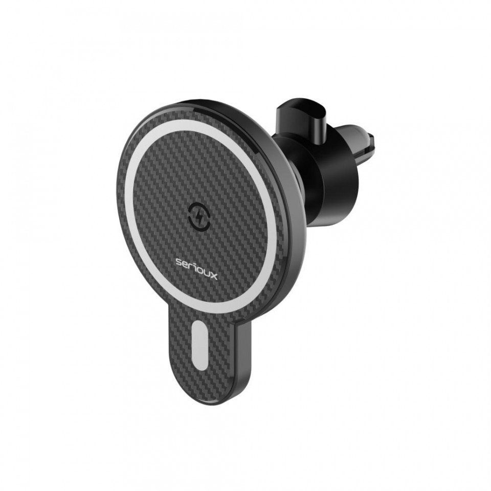 Mbajtëse telefoni për veturë Serioux CH02W, karikim wireless 15W, e zezë