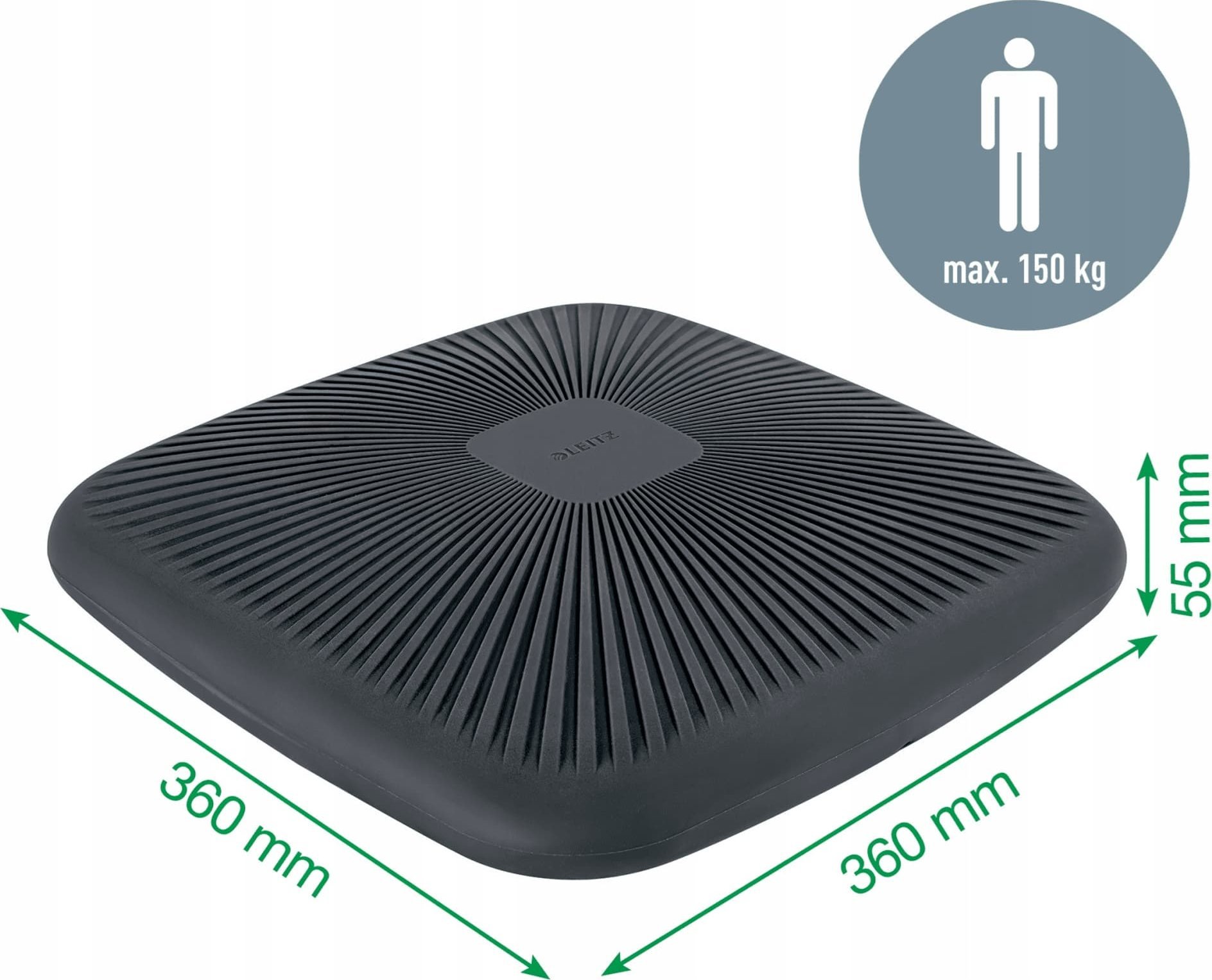 Jastëk ergonomik Leitz Ergo Active Wobble Cushion, dyshek ulës aktiv, gri e errët