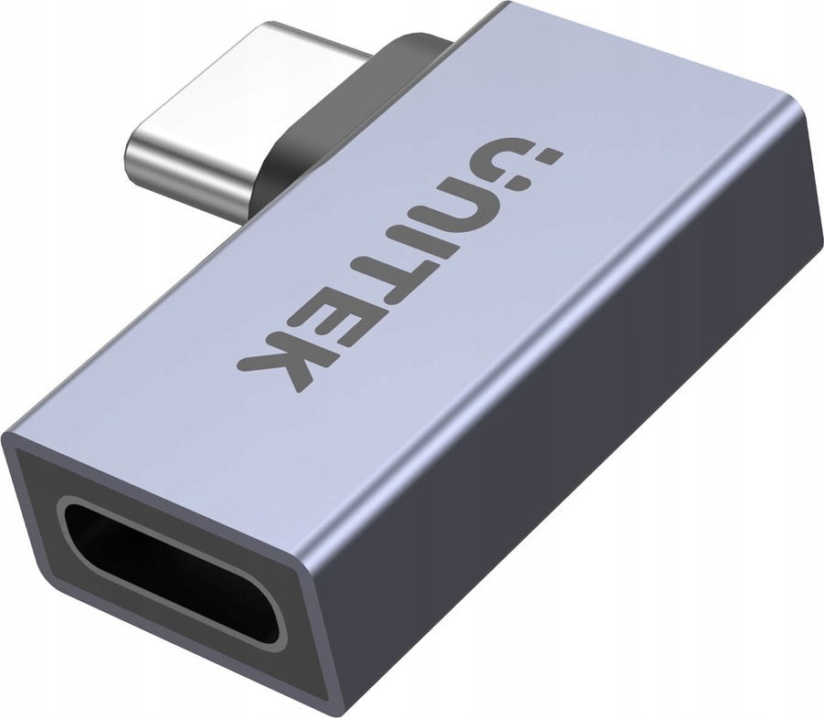 Adapter USB4 UNITEK A1040GY, Type C mashkull në femër 90°, 40Gbps, PD 240W, gri