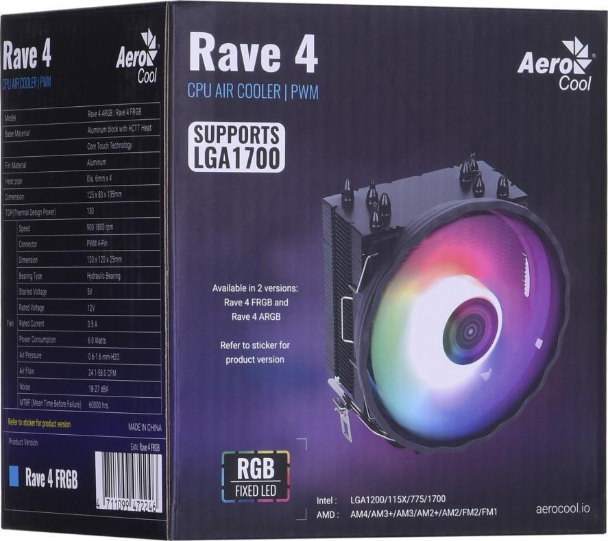 Ftohës për procesor Aerocool PGS Rave 4 FRGB (AEROPGSRAVE4-FRGB-4P)