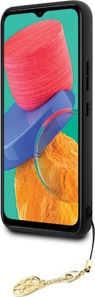 Kuti mbrojtëse Guess 4G Charms Collection për Samsung Galaxy S23 FE, kamosh, kafe