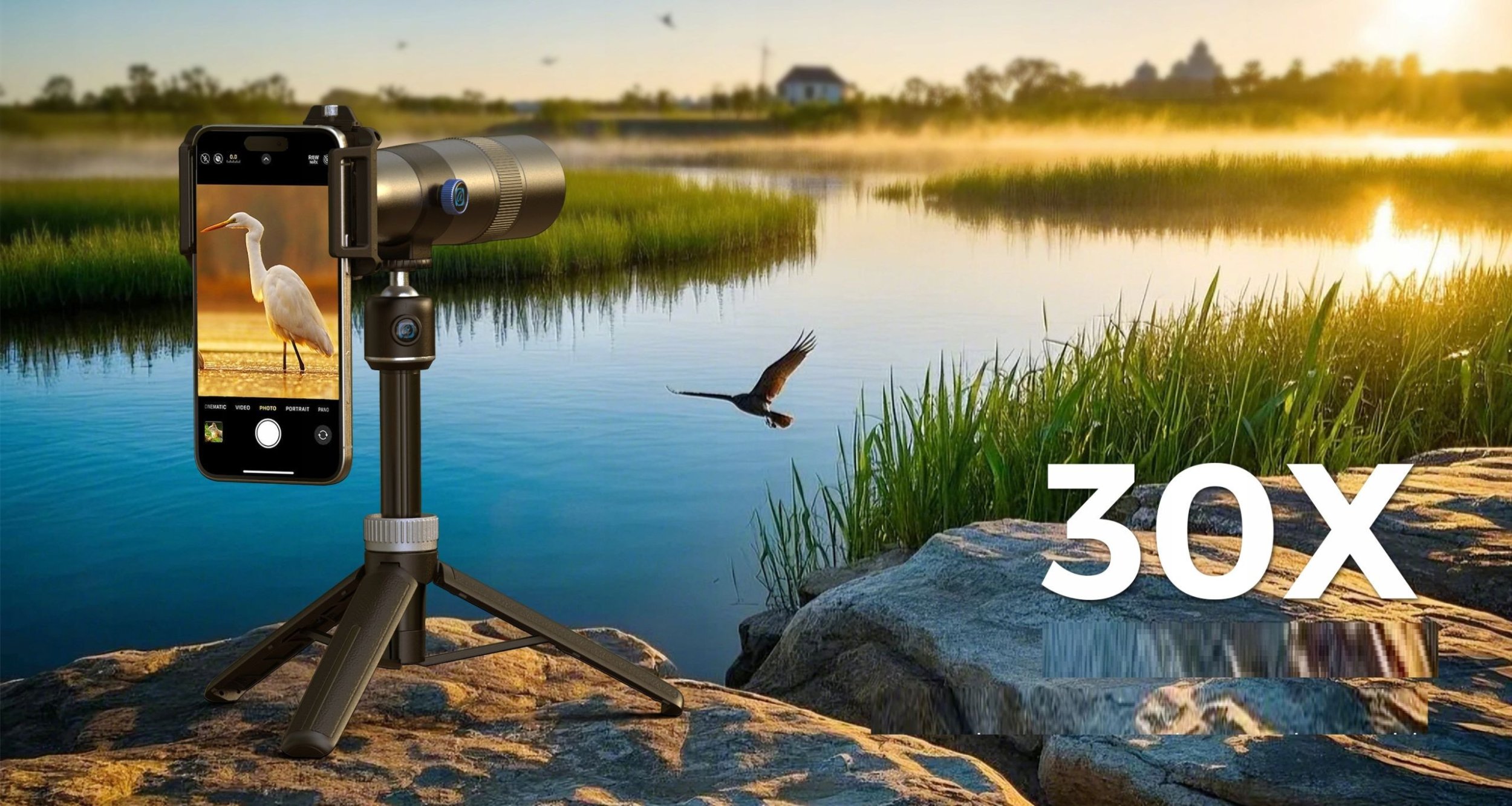Objektiv telefoni Apexel APL-30XJJ028, zmadhim 30x, me tripod, i zi