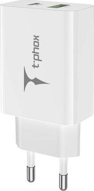 Karikues muri T-Phox Speedy, 1x USB A 1x USB C, 20W, i bardhë