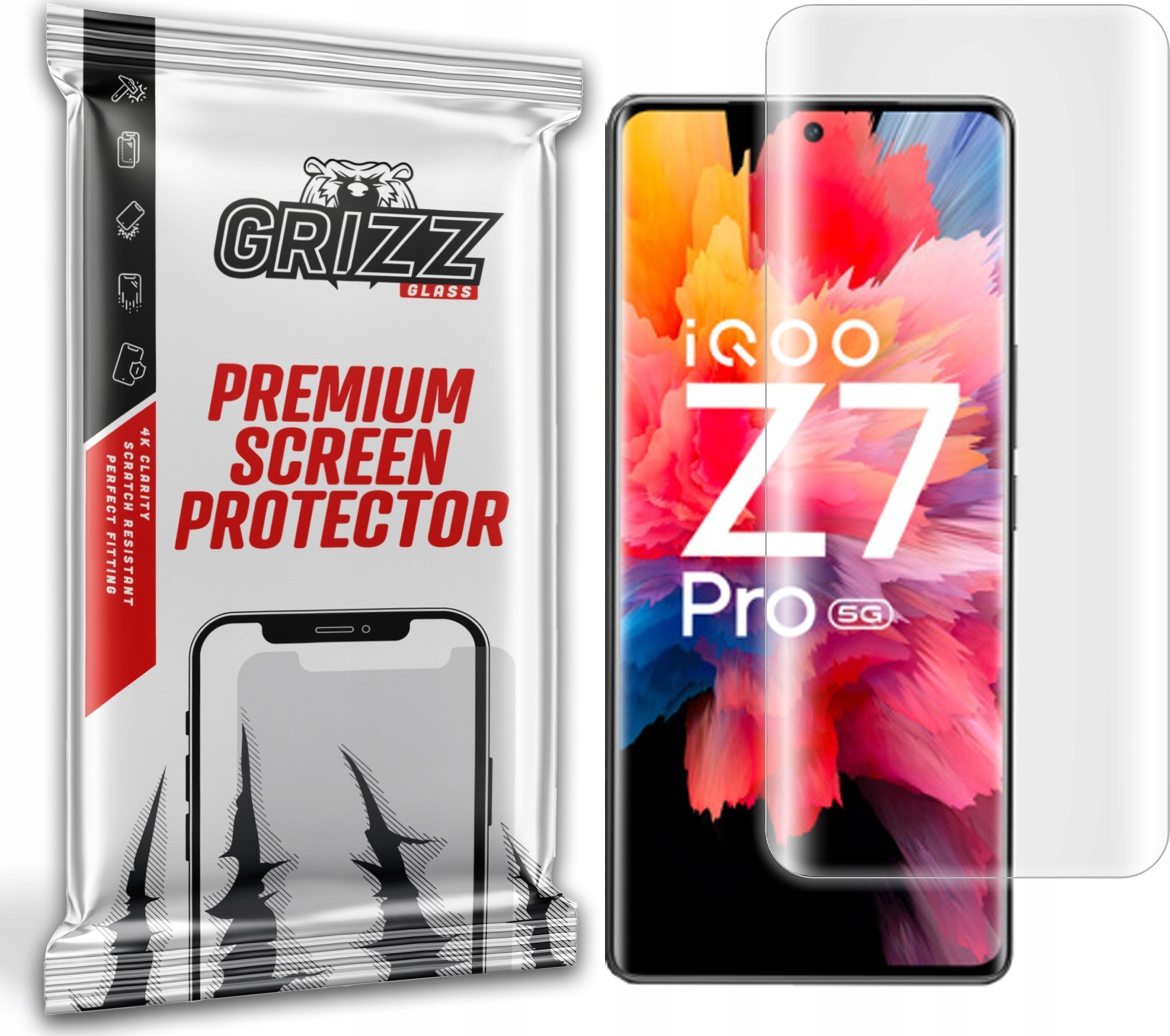 Folie mbrojtëse hidrogel GrizzGlass Hydrofilm për Vivo iQOO Z7 Pro, rezistente ndaj gërvishtjeve, transparente