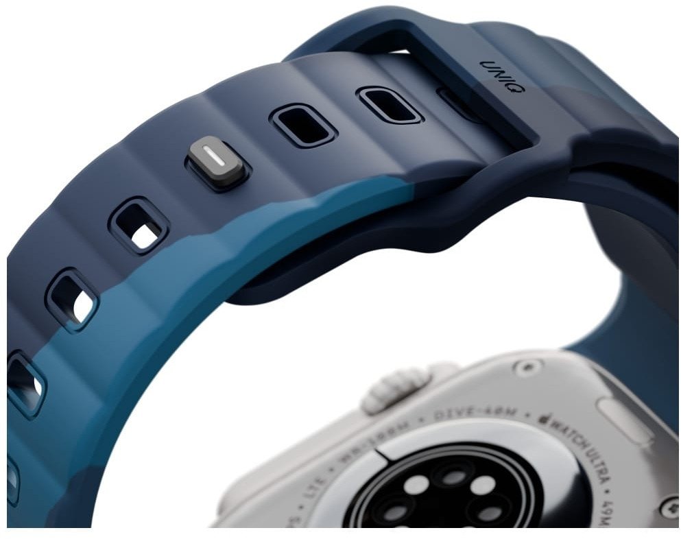 Rrip dore UNIQ Stride De Rubber për Apple Watch, 49/46/45/44 mm, gome FKM, Storm
