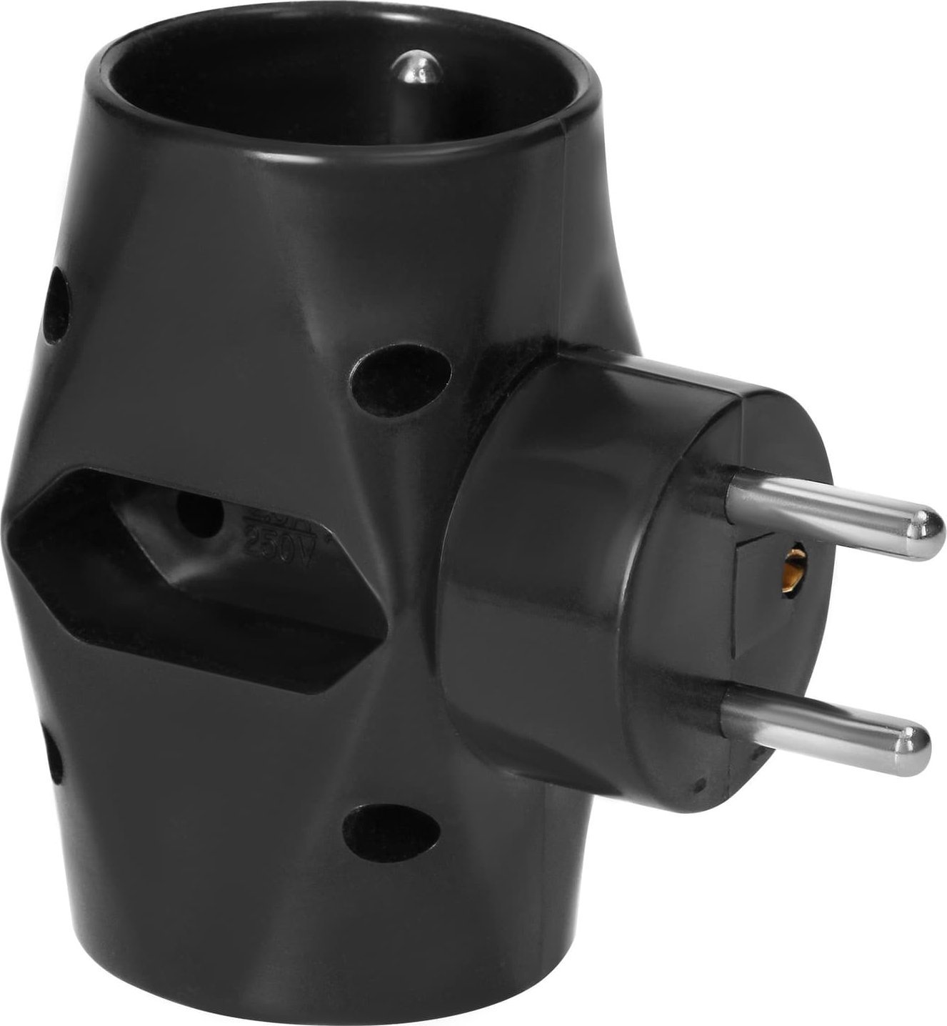 Ndarës elektrik 2x2P+Z 1x2P, i zi