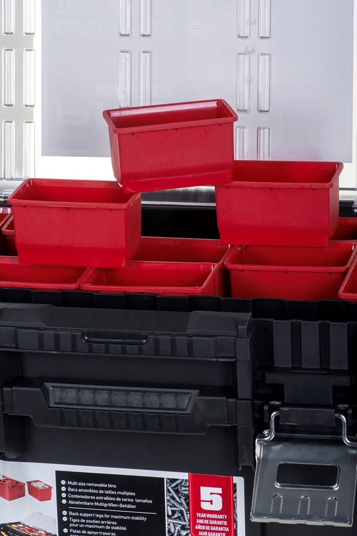 Kuti veglash Keter Tool Box 237785, cantilever, dorezë metalike, gri