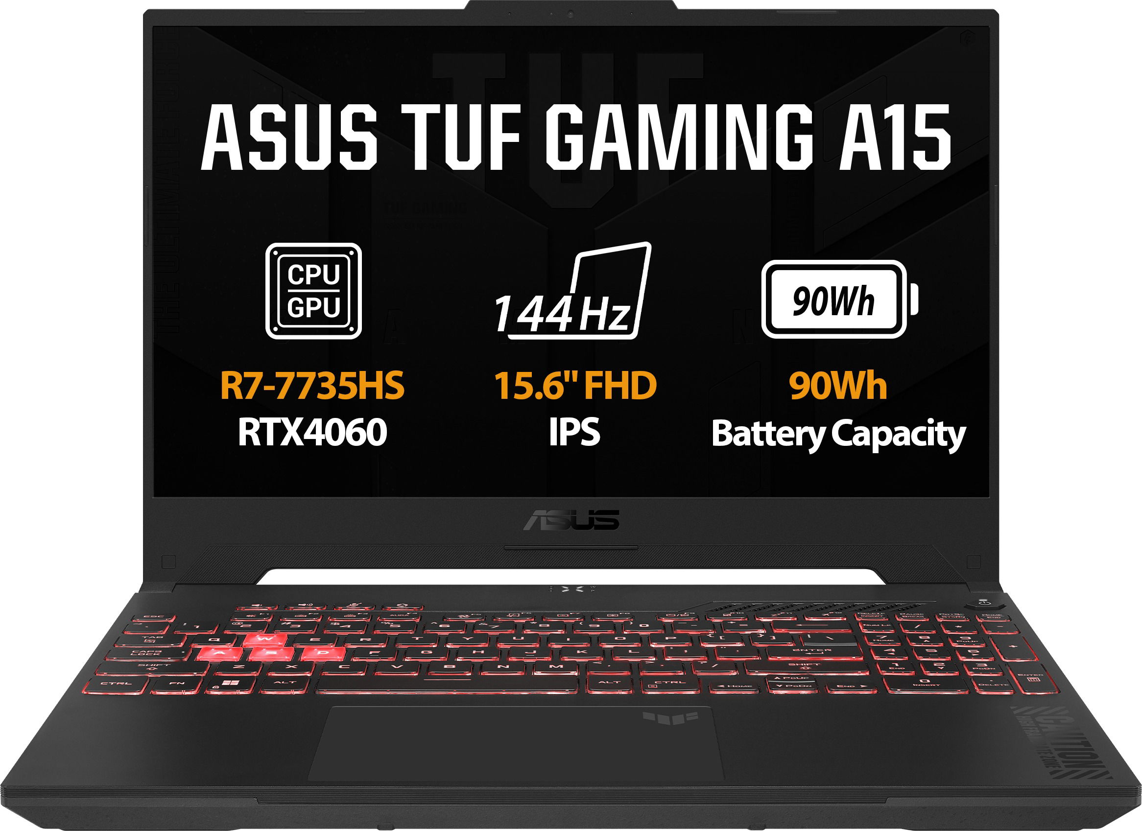 Laptop ASUS TUF Gaming A15 (2023), 15.6", AMD Ryzen 7 7735HS, 16GB RAM, 1TB SSD, NVIDIA GeForce RTX 4060 8GB GDDR6, i hirtë