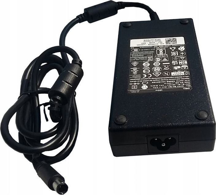 Adapter karikues për laptop Dell 180W Barrel 7.4 x 5mm, 19.5V, prizë UK, i zi