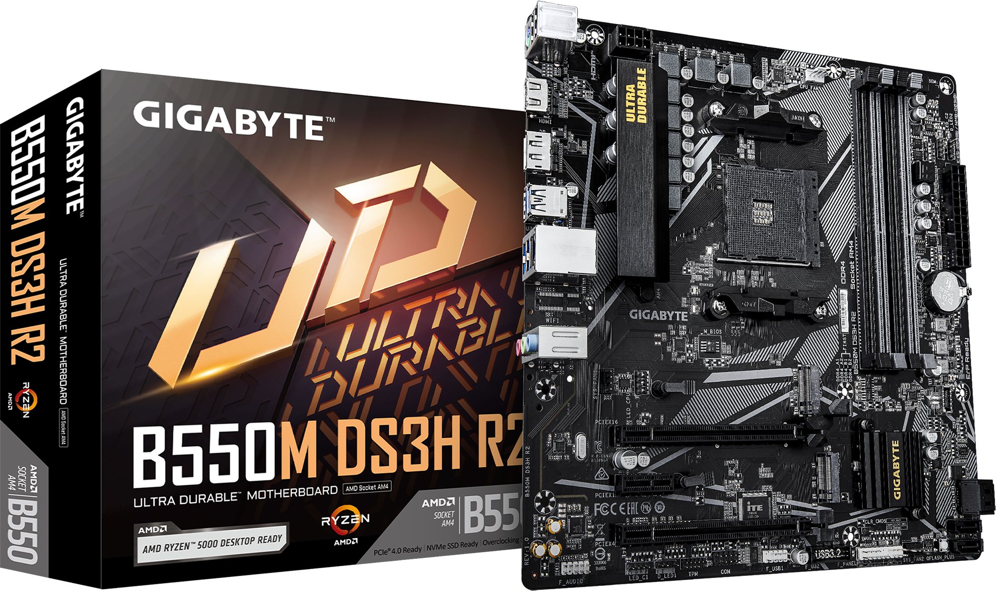 Pllakë amë Gigabyte B550M DS3H R2, AM4, DDR4, Micro ATX