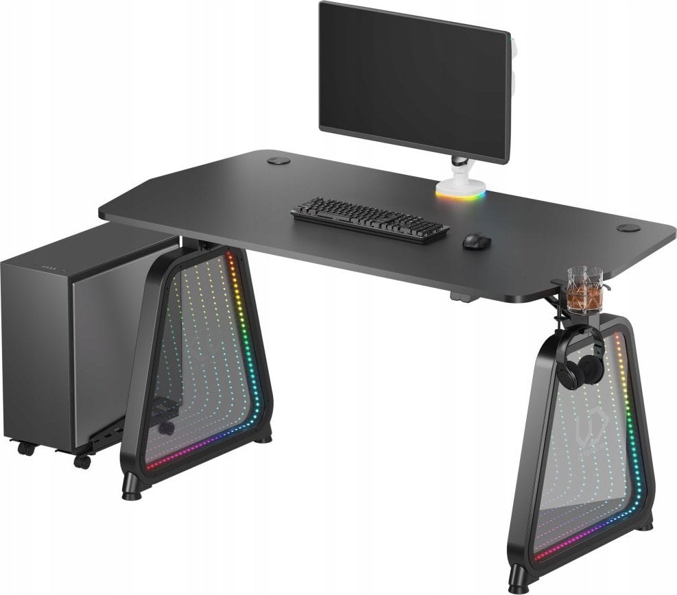 Tavolinë gaming Ultradesk BOOSTER, 136x70.5 cm, ndriçim RGB, e zezë