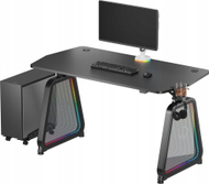 Tavolinë gaming Ultradesk BOOSTER, 136x70.5 cm, ndriçim RGB, e zezë