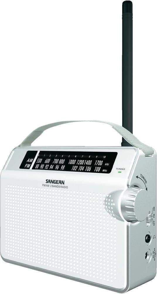 Radio portative Sangean PR-D6, AM FM MW, analoge, e bardhë