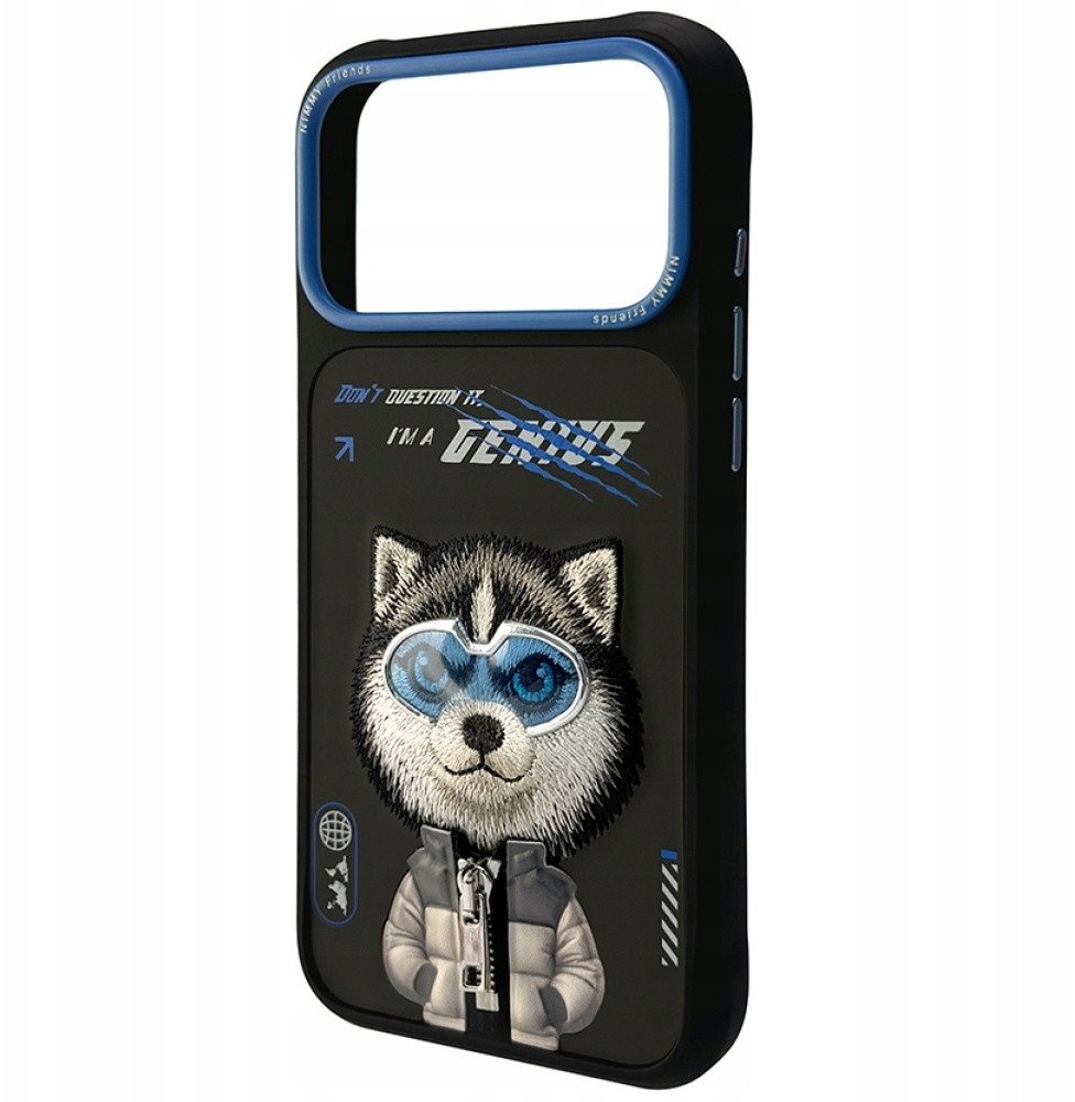 Kapak telefoni Nimmy Cool and Cute 2.0 Wolf për iPhone 17 Pro Max, mbrojtëse smartphone, i zi