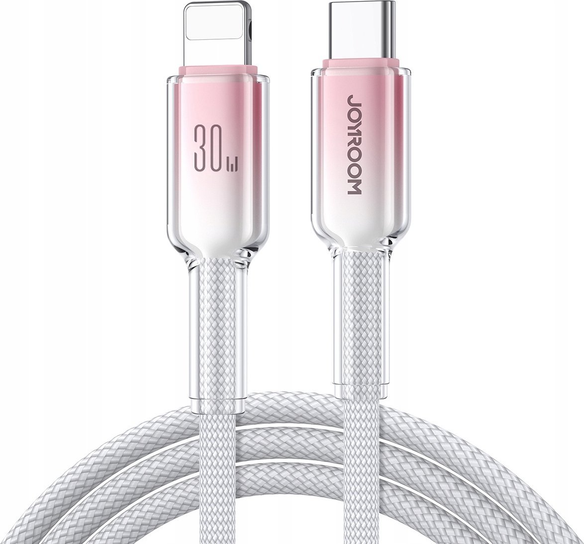 Kabllo karikimi Joyroom S-A42 Crystal-Clear, USB-C në Lightning, 30W, 1.2m, e bardhë