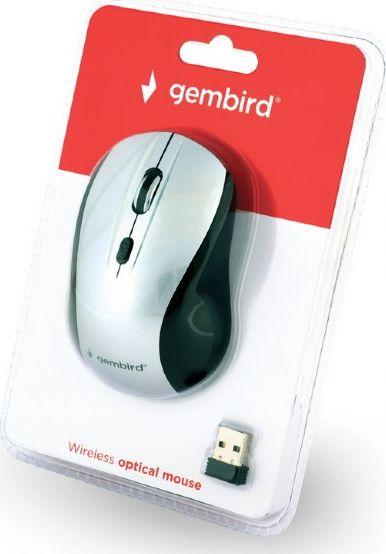Maus Gembird MUSW-4B-02-BS, wireless, USB, i bardhë dhe i zi