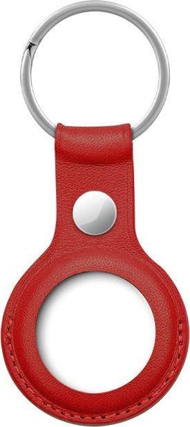 Mbajtëse lëkure për AirTag Crong Leather Case, me unazë çelësash, e kuqe