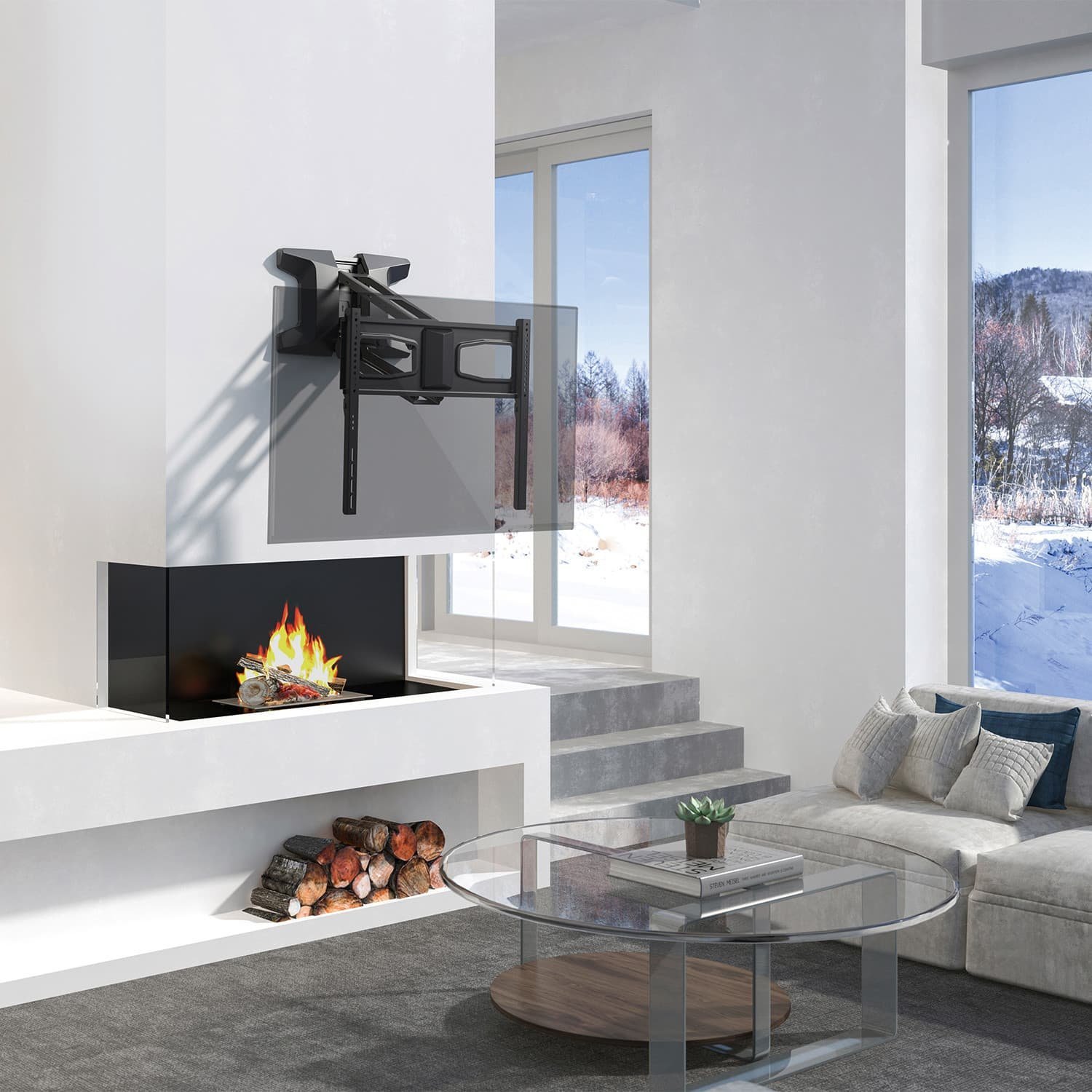 Mbajtëse murale elektrike Maclean MC-891, për TV 37"–70", deri 35 kg, e zezë