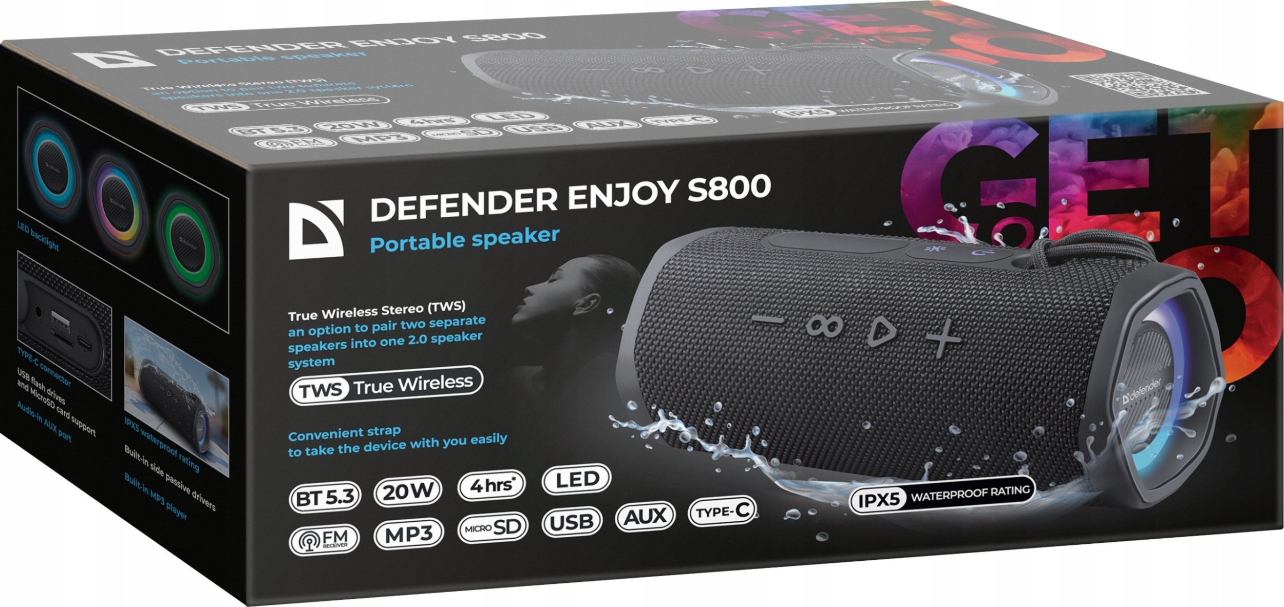 Altoparlant Bluetooth Defender Enjoy S800, 20W, portativ, i zi
