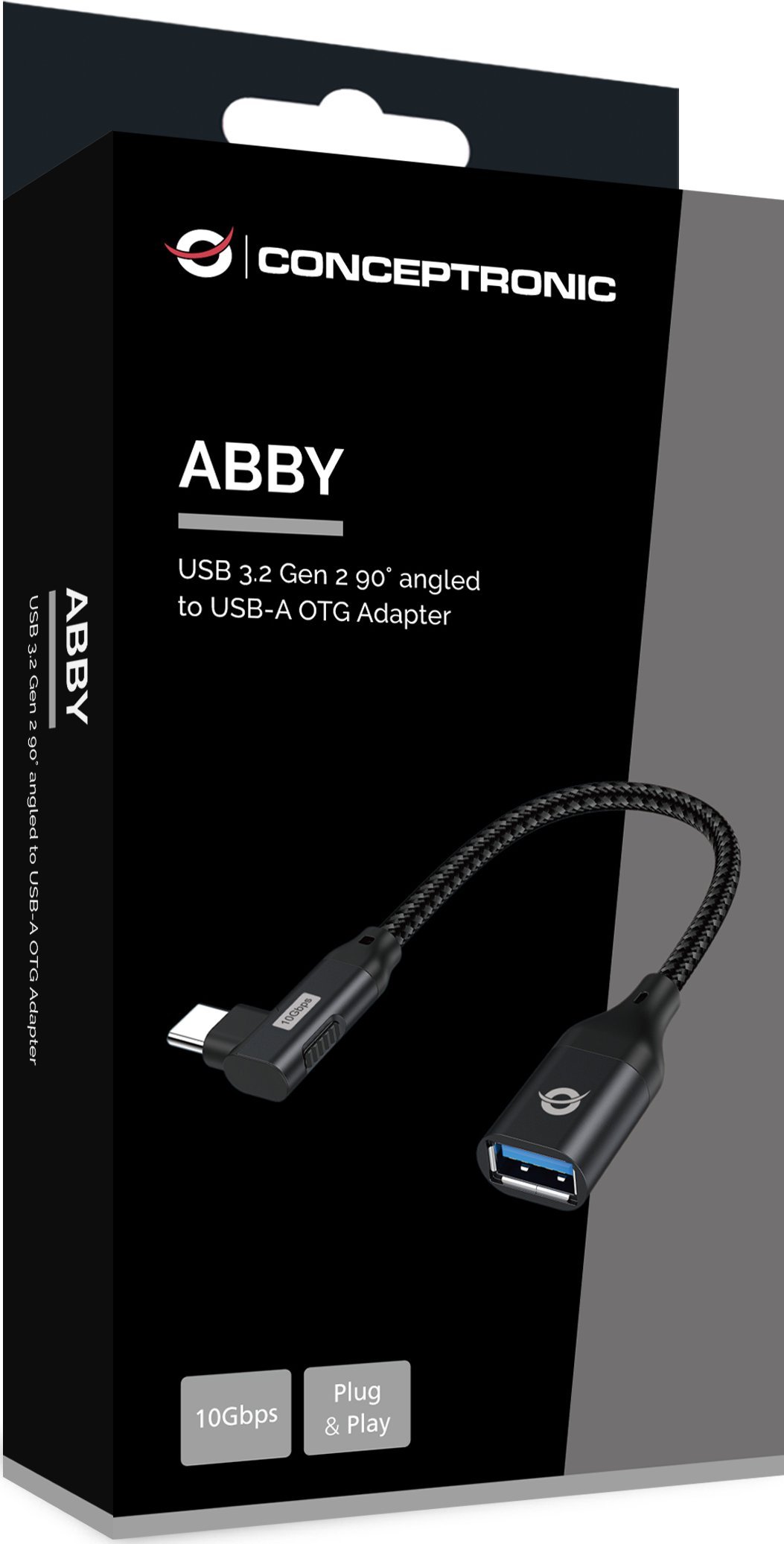 Adapter OTG Conceptronic ABBY19B, USB C në USB A, USB 3.2 Gen 2, 90°