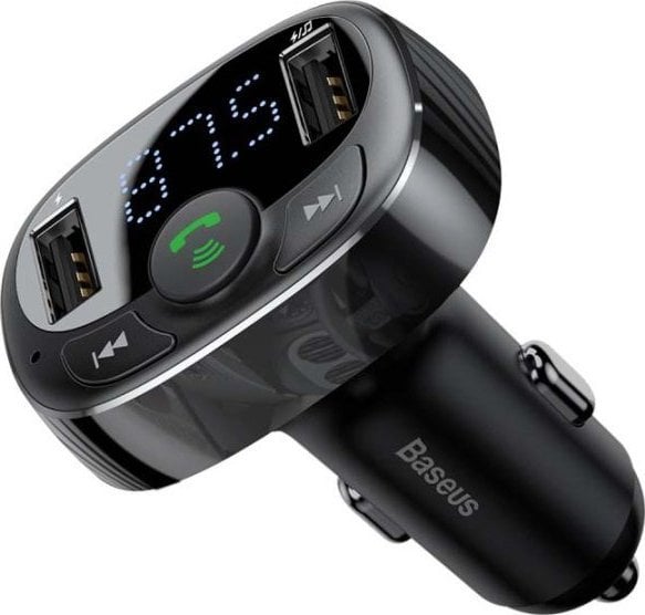 Transmetues FM për veturë Baseus S-09A, Bluetooth, 2x USB, i zi