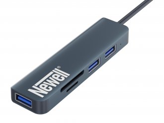 Hub USB C Newell 5 in 1, 3 porta USB, lexues SD dhe microSD, gri