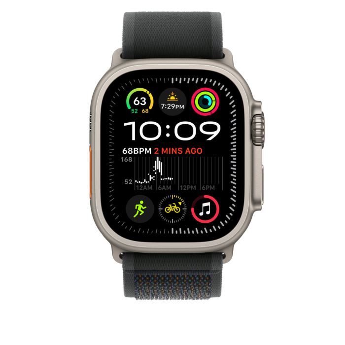Apple Watch 49mm Loop, Black Trail Loop, Natural Titanium Finish, S/M