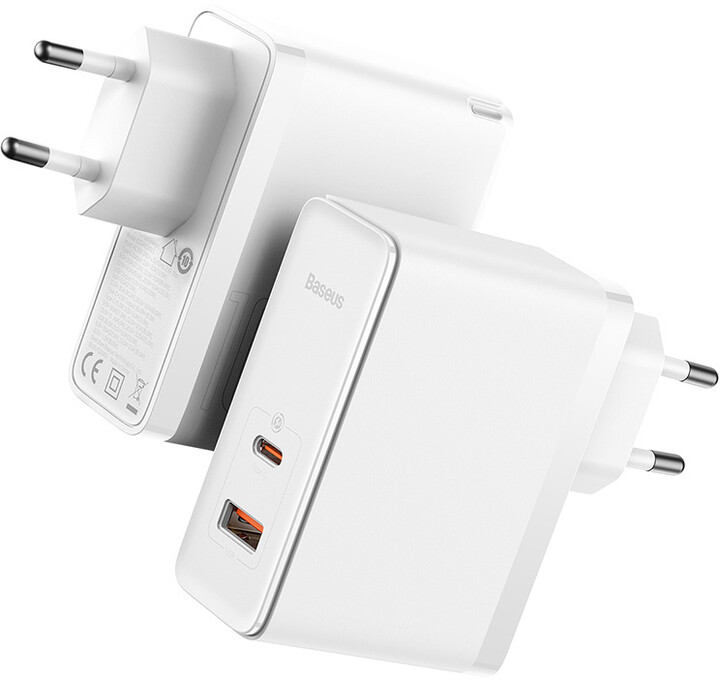 Karikues Baseus GaN5 Pro, USB-C, USB-A, 100W, i bardhë