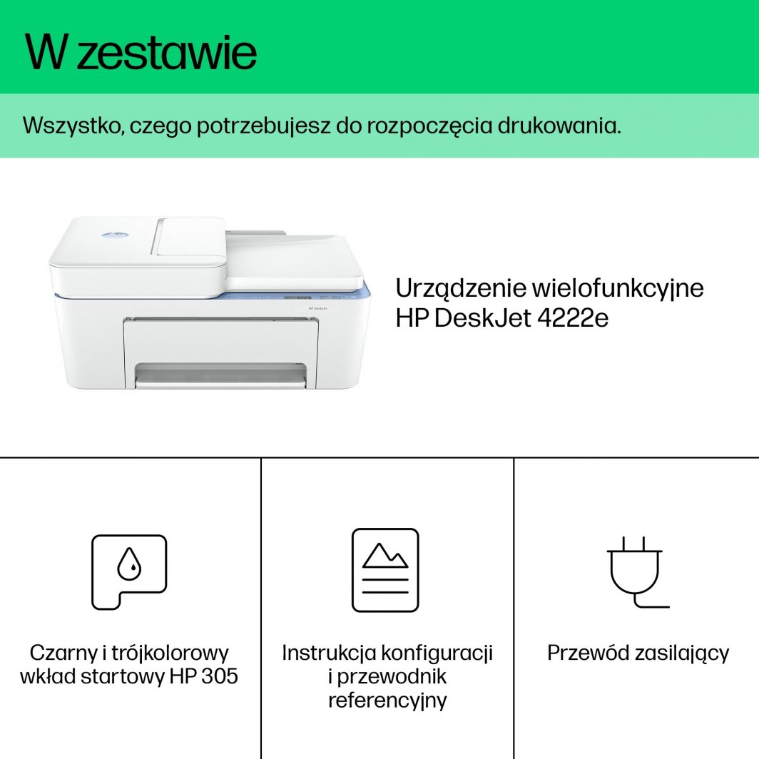 Printer HP DeskJet 4222e All-in-One Thermal inkjet A4 4800 x 1200 DPI 8.5 ppm Wi-Fi, i bardhë