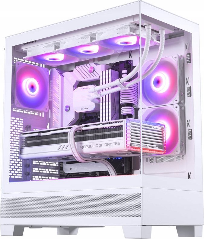 Kuti kompjuteri Phanteks XT View, mid tower, xham i temperuar, 3 ventilatorë RGB, e bardhë